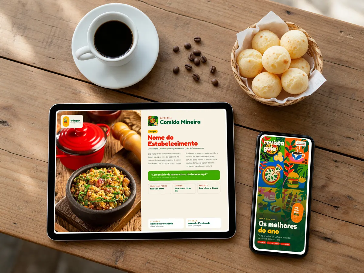 Revista Guia digital aberta no tablet e no celular